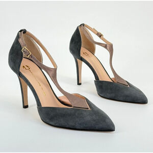 Mourtzi Women’s Pumps 6.5 EU 37 Suede Pointed Toe Ankle Strap Stiletto Heels
